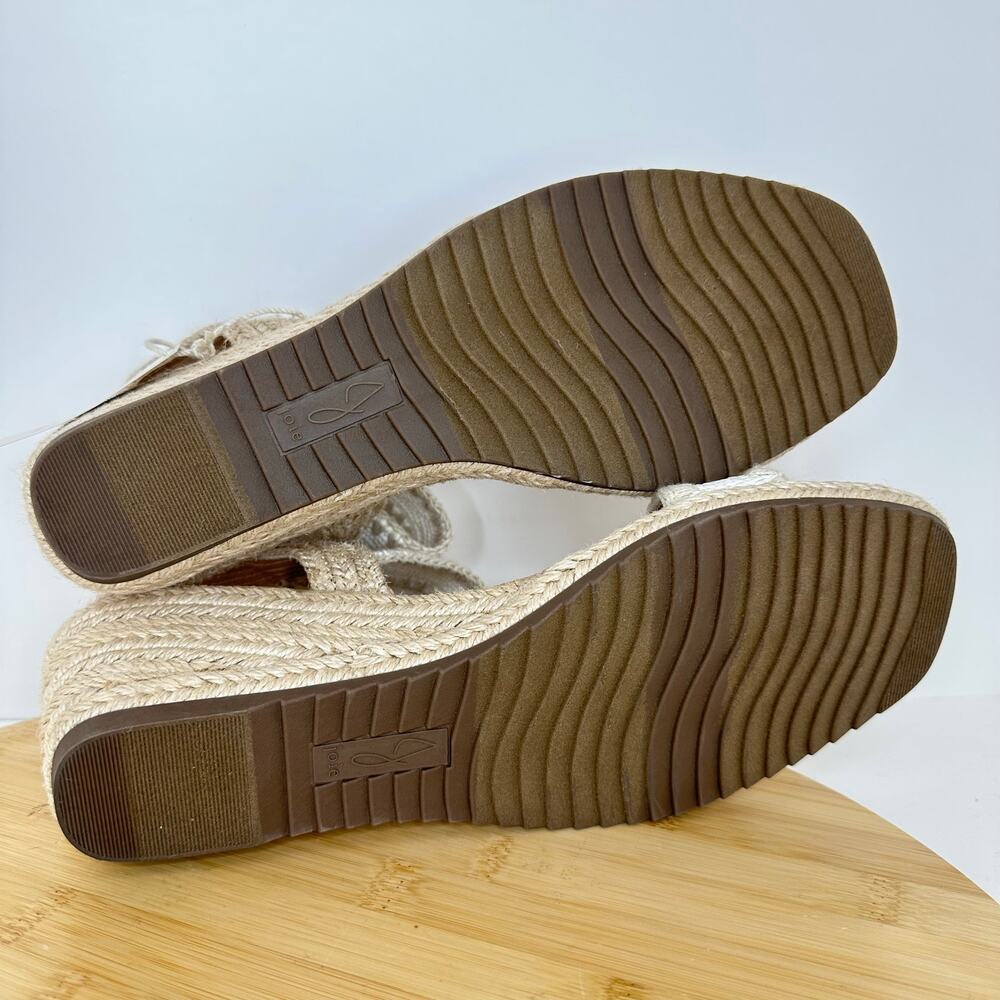 Joie White Tan Woven Espadrille Wedge Sandals Comfort Foam Boho Size 9.5 NEW - Picture 7 of 7